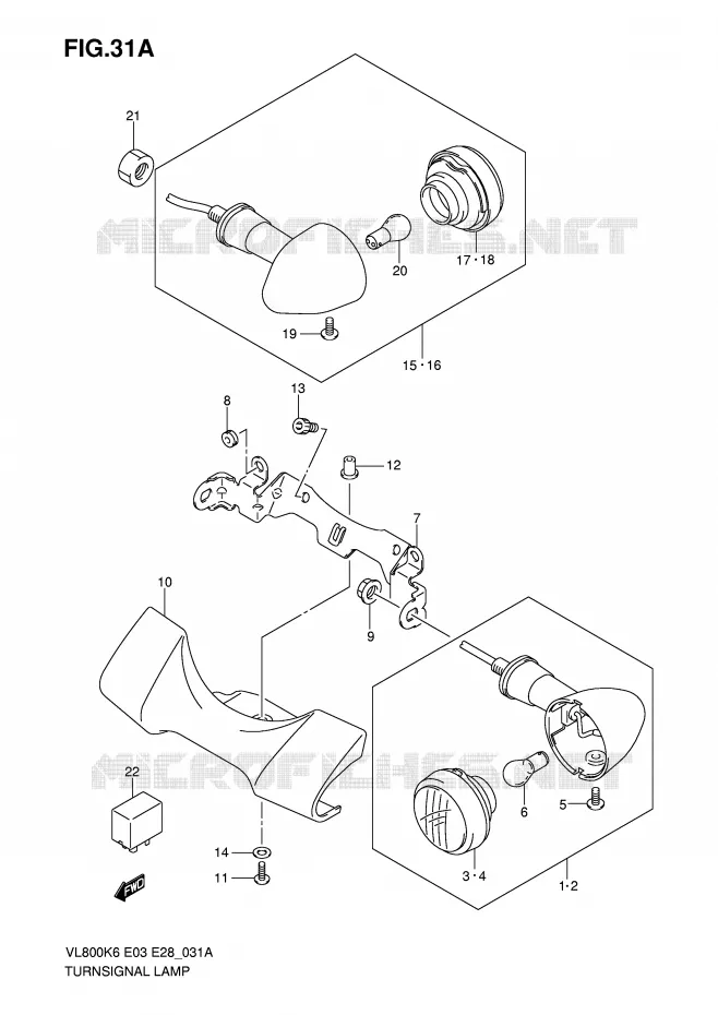 CLIGNOTANTS (MODEL K7/K8) Suzuki MOTO 800 INTRUDER 2006  VL800K6(E3/E28)