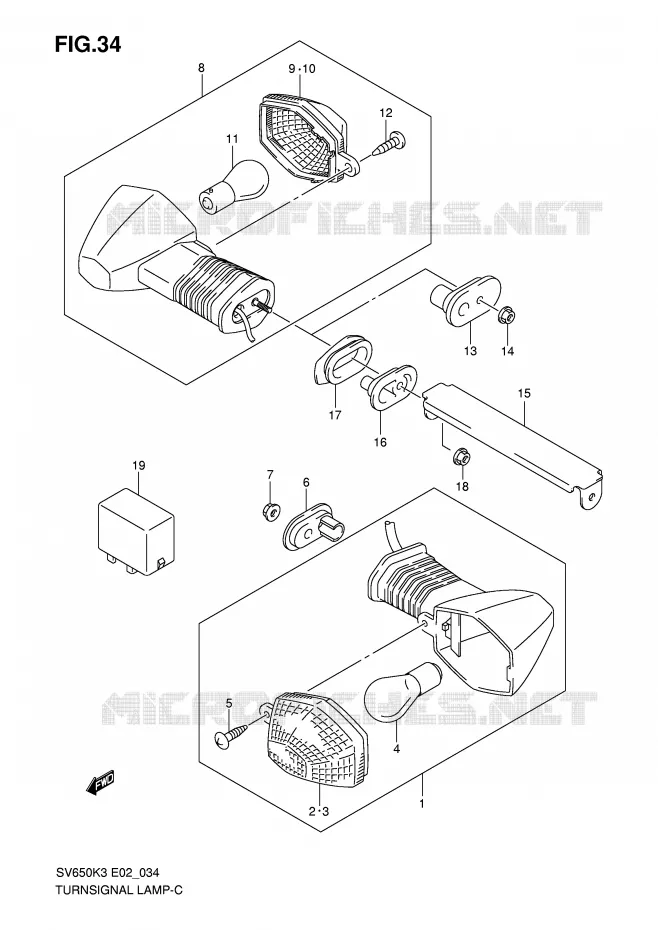 CLIGNOTANTS (NOTE) Suzuki MOTO 650 SV 2007  SV650K7