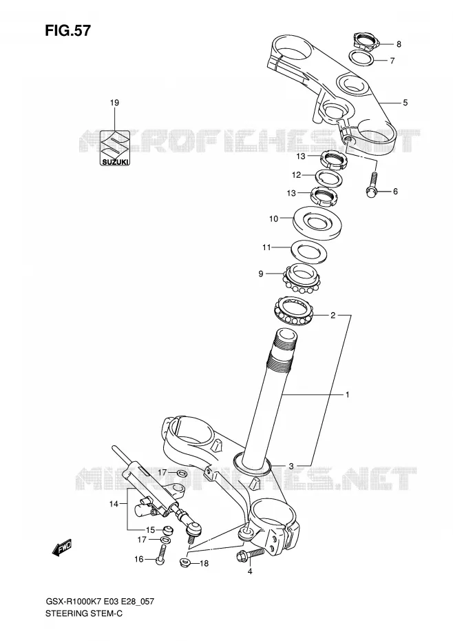 COLONNE DE DIRECTION Suzuki MOTO 1000 GSX-R 2008  GSX-R1000 K8 (E33)