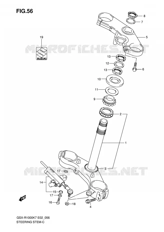 COLONNE DE DIRECTION Suzuki MOTO 1000 GSX-R 2008  GSX-R1000U2K8(E2)