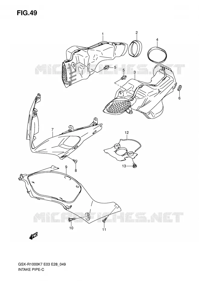 CONDUIT D'ADMISSION Suzuki MOTO 1000 GSX-R 2007  GSX-R1000 K7 (E03)