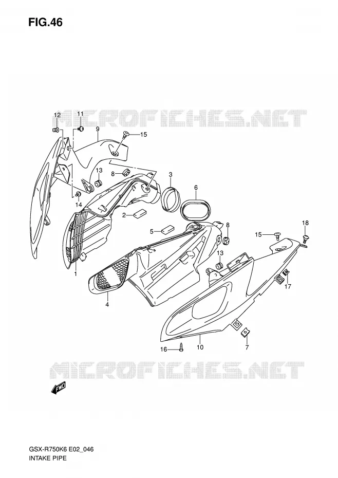 CONDUIT D'ADMISSION Suzuki MOTO 750 GSX-R 2006  GSX-R750U2K6(E2)