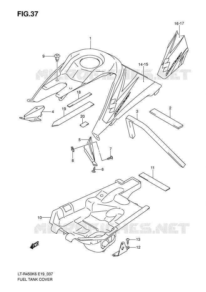 COUVRE RESERVOIR (MODEL K6/K7) Suzuki QUAD 450 QUADRACER 2007  LT-R450K7(E19)
