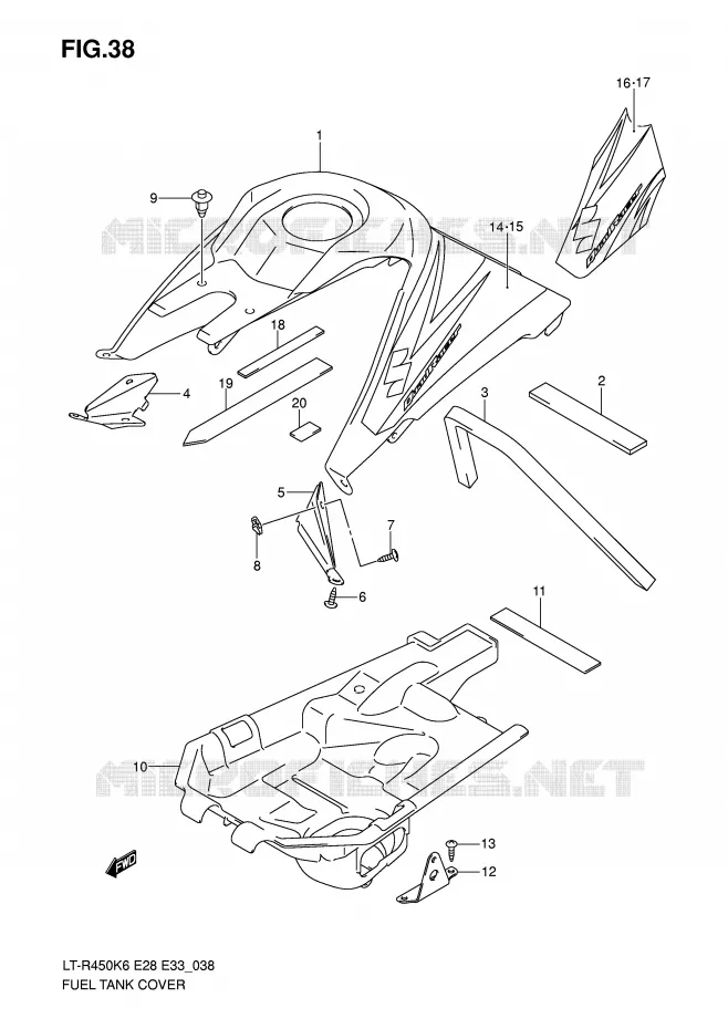 COUVRE RESERVOIR (MODEL K6/K7) Suzuki QUAD 450 QUADRACER 2008  LT-R450K8(E28/E33)