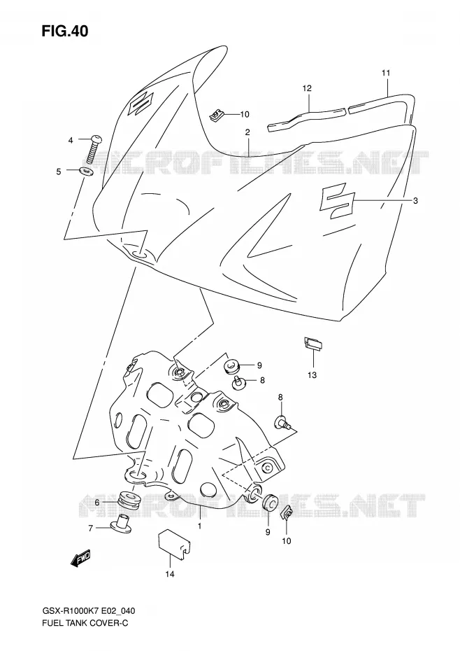 COUVRE RESERVOIR (MODEL K7) Suzuki MOTO 1000 GSX-R 2007  GSX-R1000U2K7(E2)