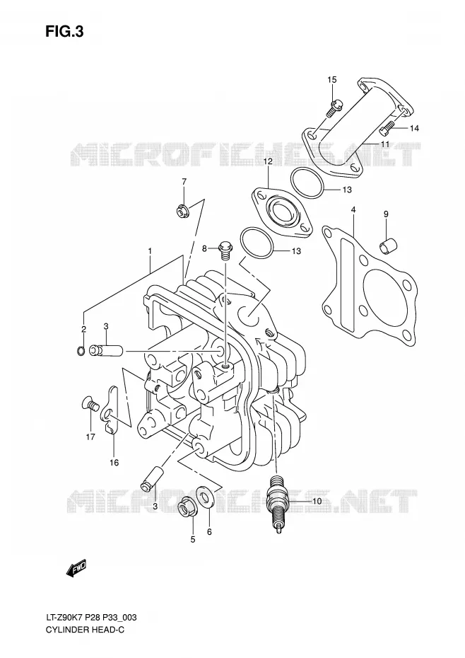 CULASSE Suzuki QUAD 90 QUADSPORT 2007  LT-Z90K7(P28/P33)