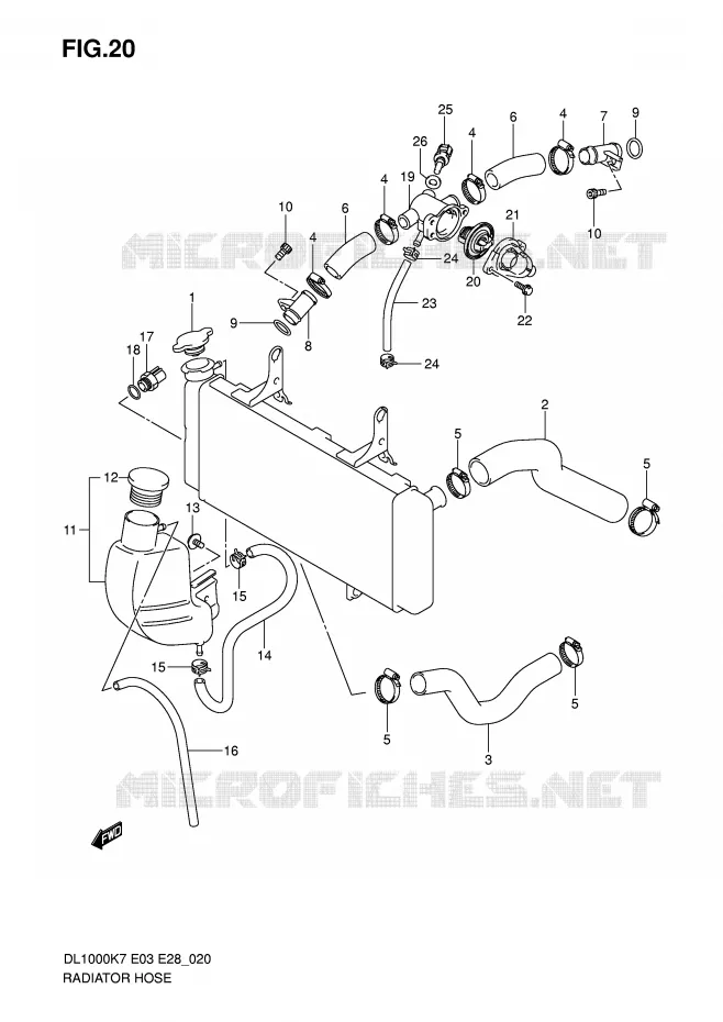 DURITE DE RADIATEUR Suzuki MOTO 1000 V-STROM 2010  DL1000L0(E3/E28)