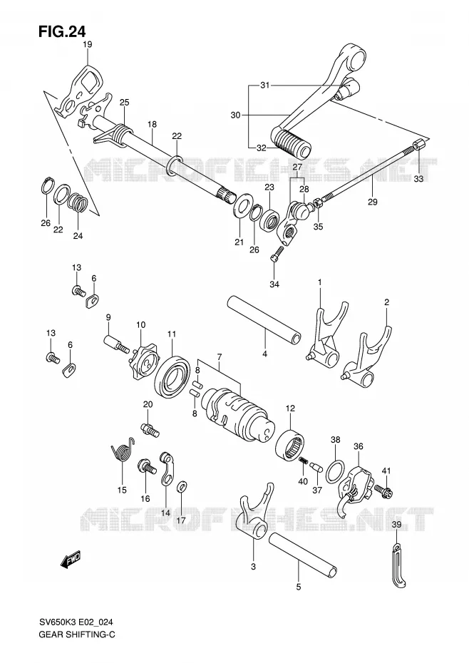 ENSEMBLE DE SELECTION DE VITESSES (MODELE K3) Suzuki MOTO 650 SV 2003  SV650K3(E2)