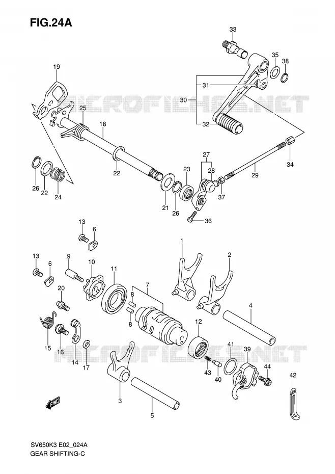 ENSEMBLE DE SELECTION DE VITESSES (MODELE K4) Suzuki MOTO 650 SV-S 2004  SV650SUK4(E2)