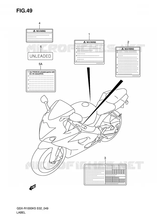 ETIQUETTE Suzuki MOTO 1000 GSX-R 2005  GSX-R1000U2K5(E2)