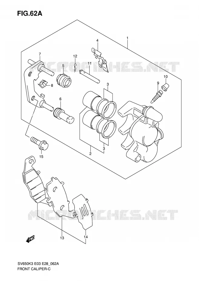 ETRIER DE FREIN AVANT (SV650AK7/SAK7) Suzuki MOTO 650 SV 2003  SV650K3/SK3(E3/E28)