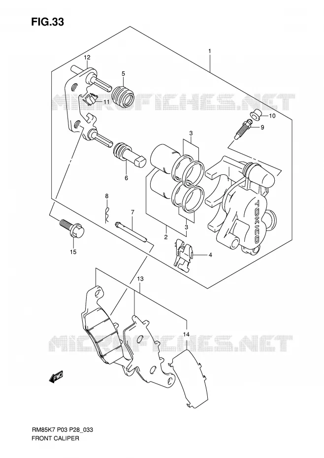 ETRIER DE FREIN AVANT Suzuki MOTO 85 RM 2007  RM85LK7(P3/P28)