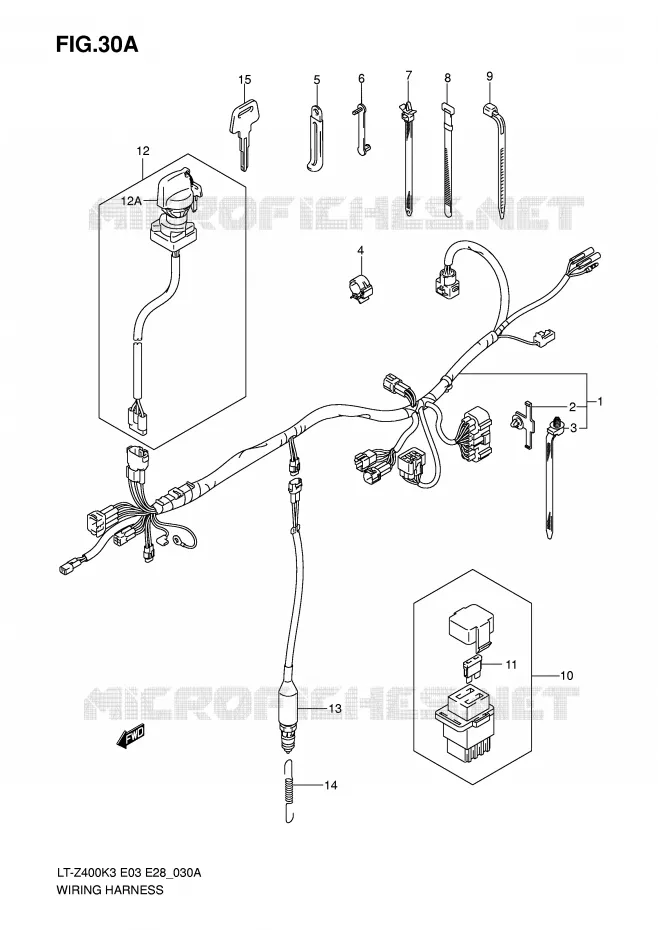 FAISCEAU ELECTRIQUE (MODELE K4) Suzuki QUAD 400 QUADSPORT 2005  LT-Z400K5(E3/E28)
