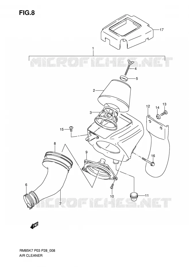 FILTRE A AIR Suzuki MOTO 85 RM 2009  RM85LK9(P3/P28)