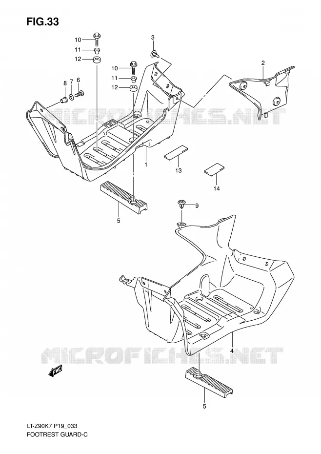 GARDE BOUE - REPOSE PIEDS Suzuki QUAD 90 QUADSPORT 2008  LT-Z90K8(P19)