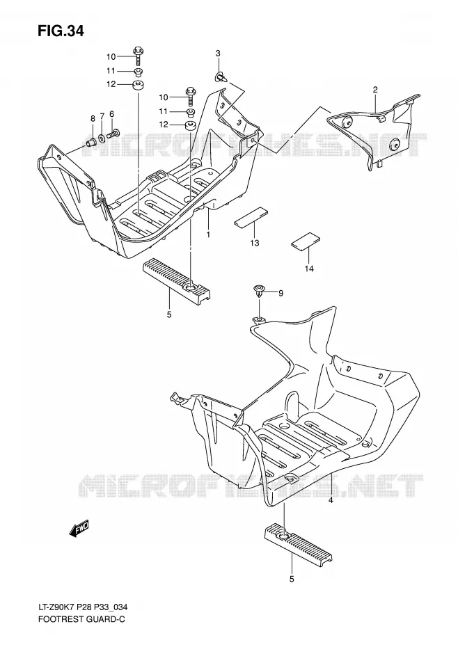 GARDE BOUE - REPOSE PIEDS Suzuki QUAD 90 QUADSPORT 2009  LT-Z90K9(P28/P33)