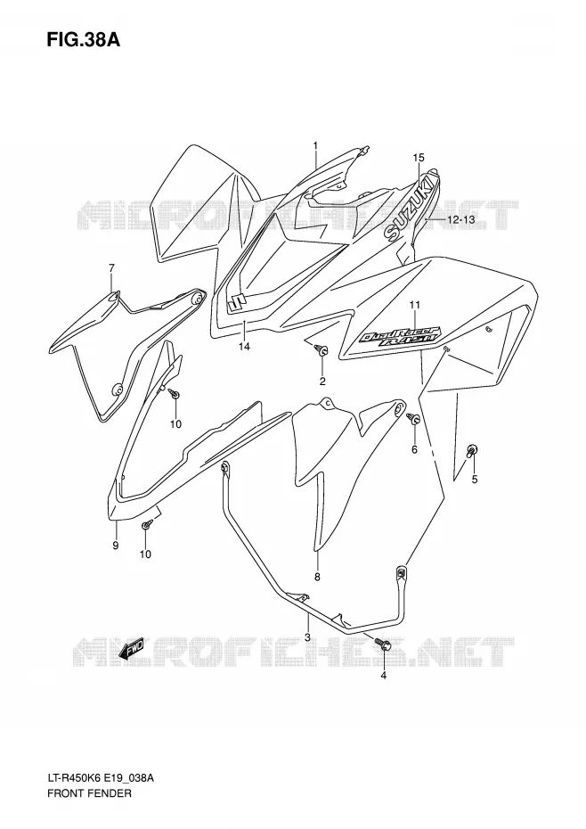 GARDE BOUE AVANT (MODEL K7) Suzuki QUAD 450 QUADRACER 2009  LT-R450K9(E19)