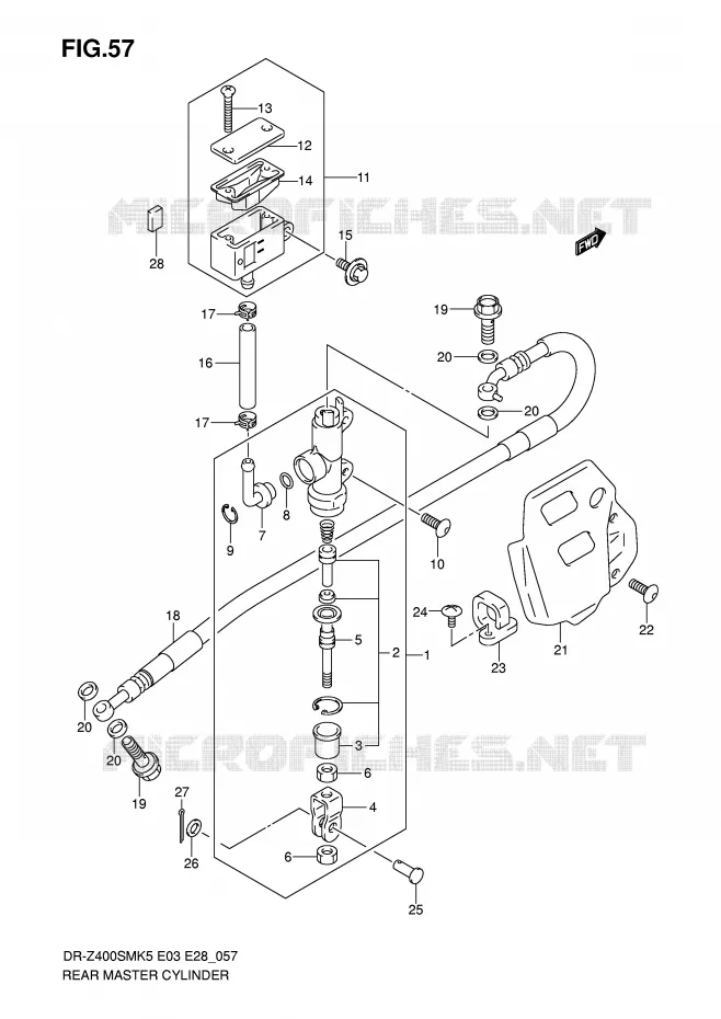 MAITRE CYLINDRE ARRIERE Suzuki MOTO 400 DR-Z 2007  DR-Z400SMK7(E3/E28)