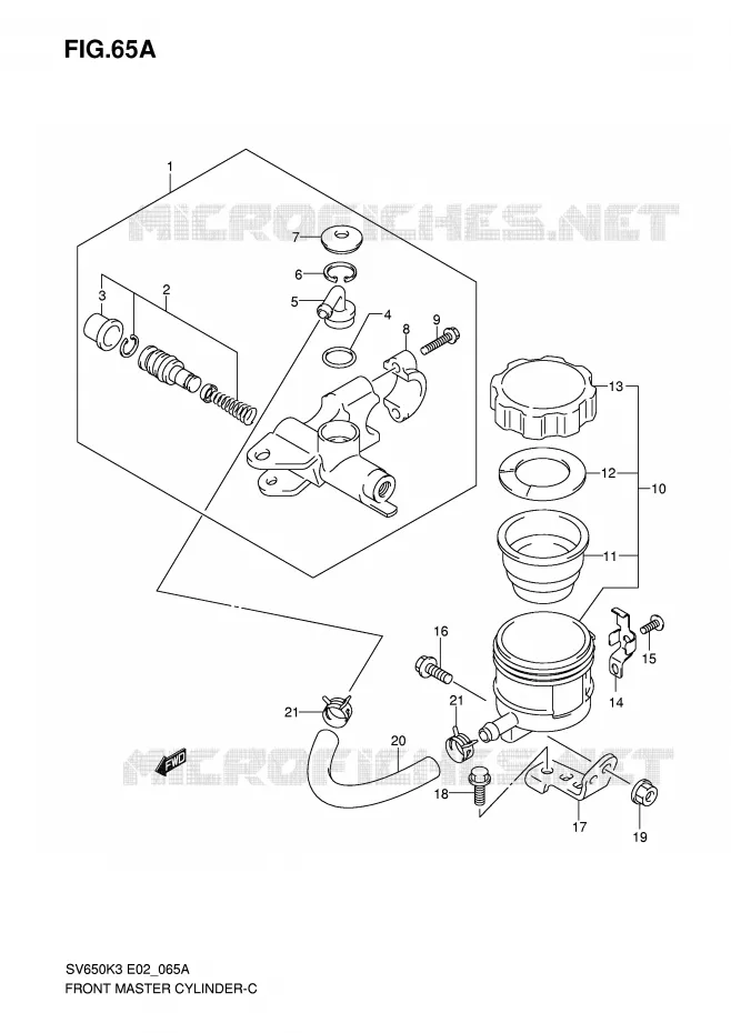 MAITRE CYLINDRE AVANT (SV650SAK7/SUAK7) Suzuki MOTO 650 SV-S 2003  SV650SK3(E2)