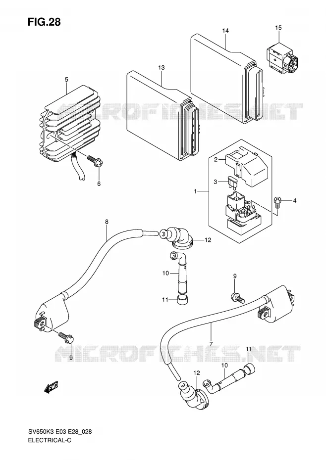 PARTIE ELECTRIQUE (MODEL K3/K4/K5/K6) Suzuki MOTO 650 SV 2007  SV650K7/SK7(E3/E28)