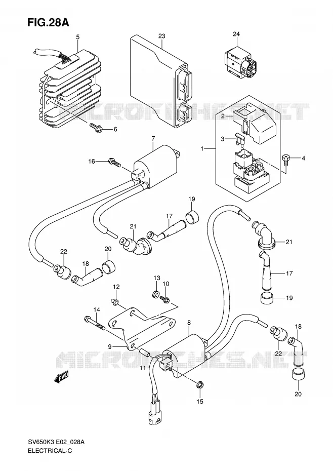 PARTIE ELECTRIQUE (MODEL K7) Suzuki MOTO 650 SV 2005  SV650UK5(E2)