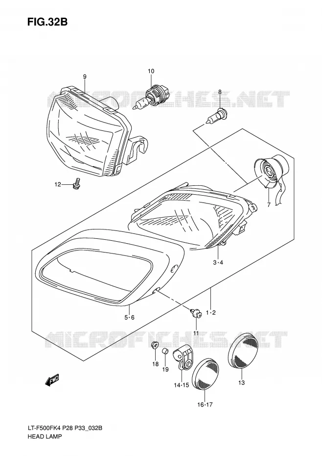 PHARE (MODEL K6/K7) Suzuki QUAD 500 VINSON 2007  LT-F500FK7(P28/P33)