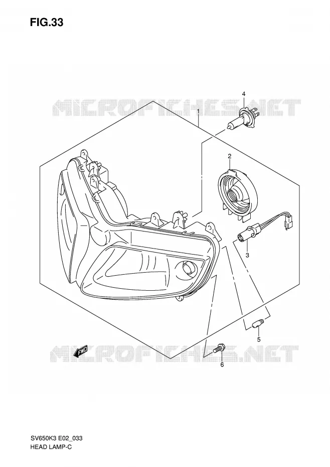 PHARE (VOIR NOTE) Suzuki MOTO 650 SV-S 2004  SV650SUK4(E2)