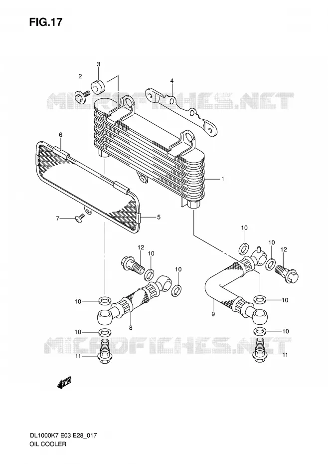 RADIATEUR D'HUILE Suzuki MOTO 1000 V-STROM 2010  DL1000L0(E3/E28)