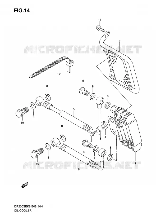 RADIATEUR D'HUILE Suzuki MOTO 200 DR 2008  DR200SEK8(E6)