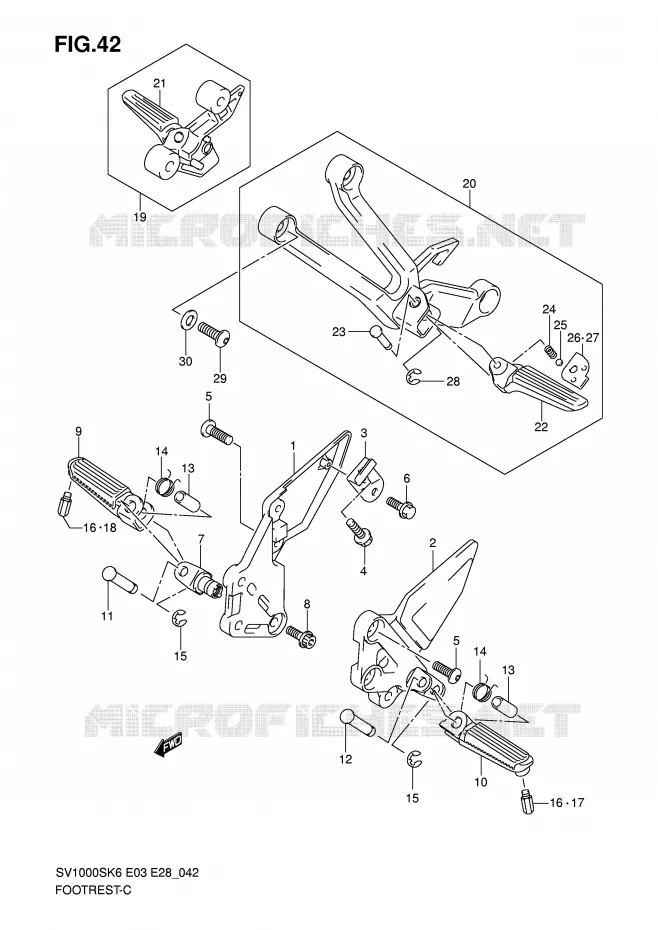 REPOSE PIED Suzuki MOTO 1000 SV-S 2007  SV1000SK7(E3/E28)