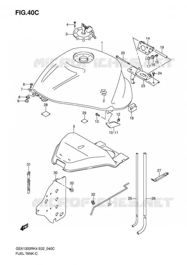 RESERVOIR D'ESSENCE (MODEL K7) Suzuki MOTO 1300 HAYABUSA 2004  GSX1300RU2K4(E2)