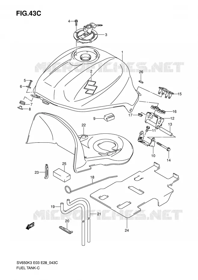 RESERVOIR D'ESSENCE (MODEL K7) Suzuki MOTO 650 SV-S 2006  SV650K6/SK6(E3/E28)