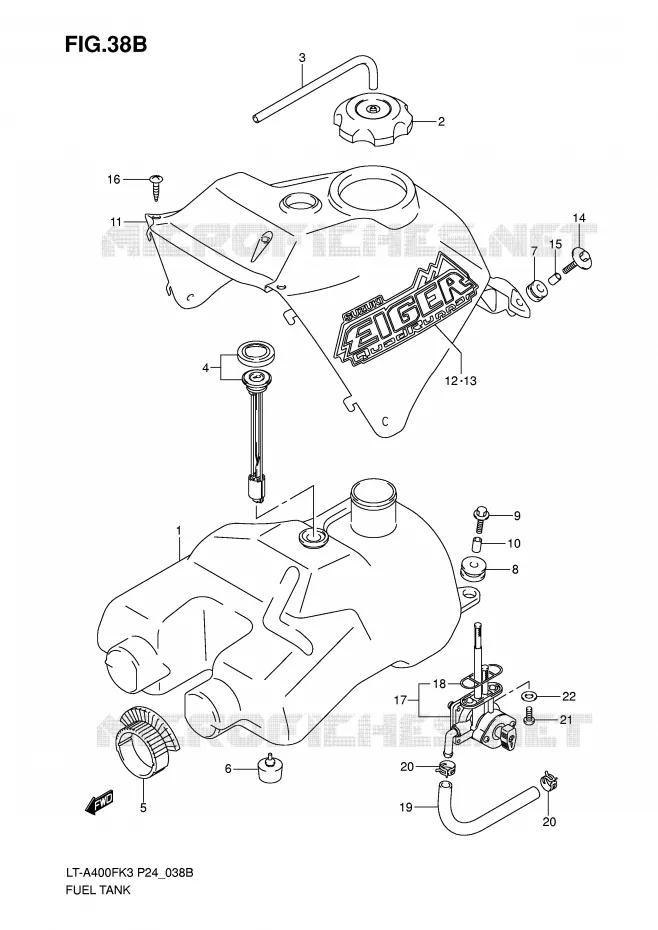 RESERVOIR D'ESSENCE (MODEL K7) Suzuki QUAD 400 EIGER 2003  LT-A400FK3(P24)