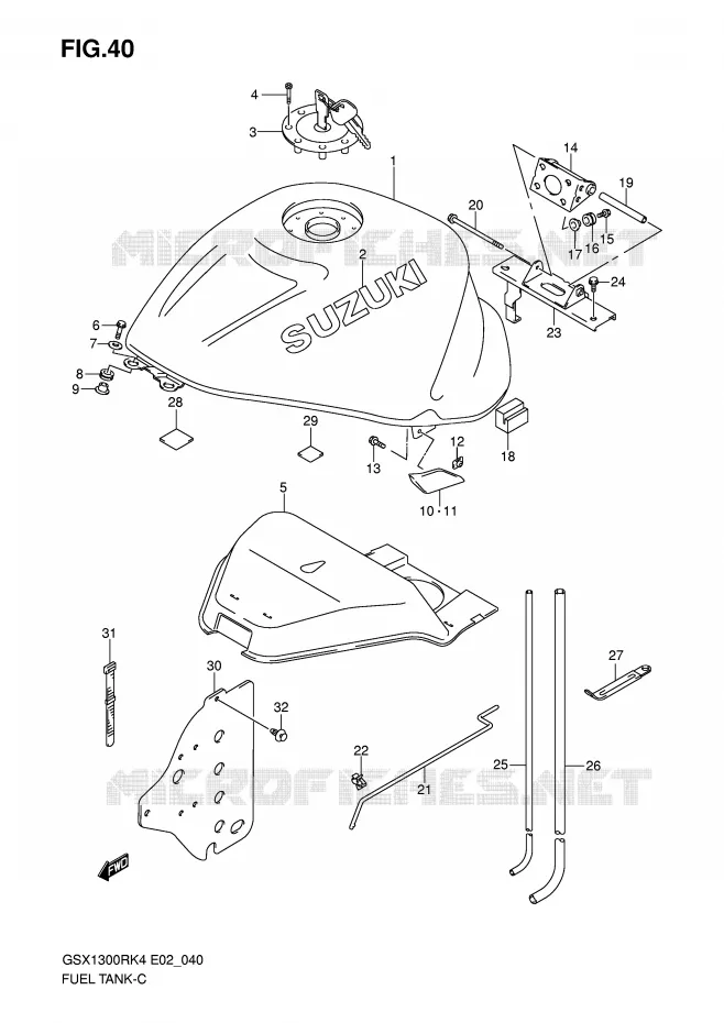 RESERVOIR D'ESSENCE (MODELE K4) Suzuki MOTO 1300 HAYABUSA 2005  GSX1300RK5(E2)