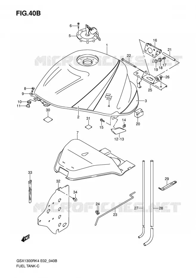 RESERVOIR D'ESSENCE (MODELE K6) Suzuki MOTO 1300 HAYABUSA 2005  GSX1300RK5(E2)