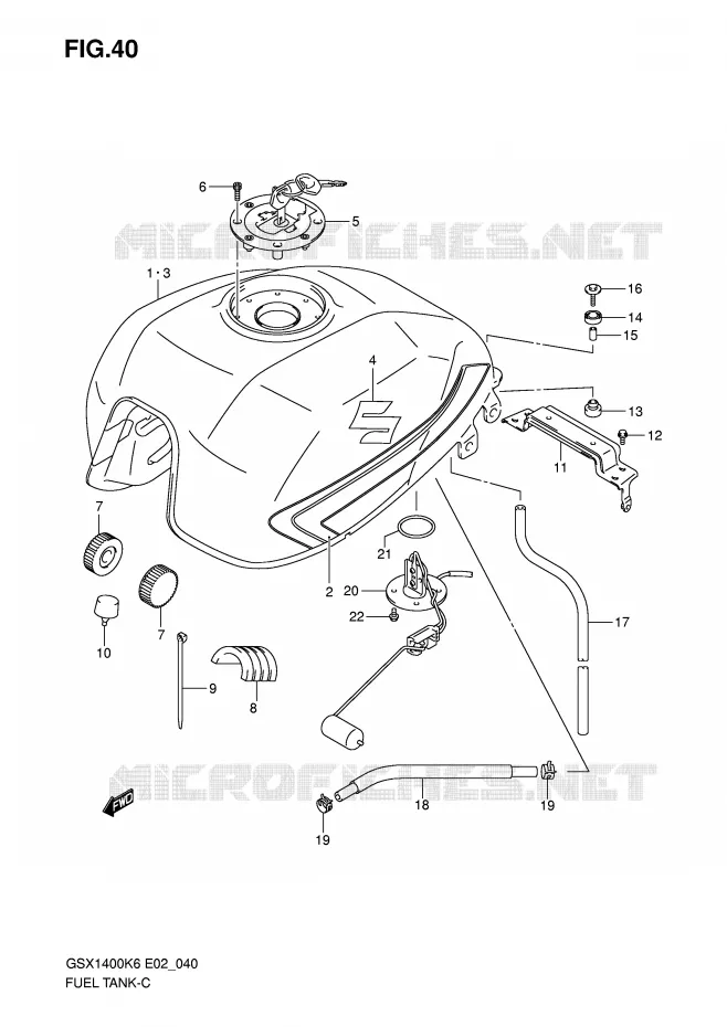 RESERVOIR D'ESSENCE (MODELE K6) Suzuki MOTO 1400 GSX 2007  GSX1400K7(E2)