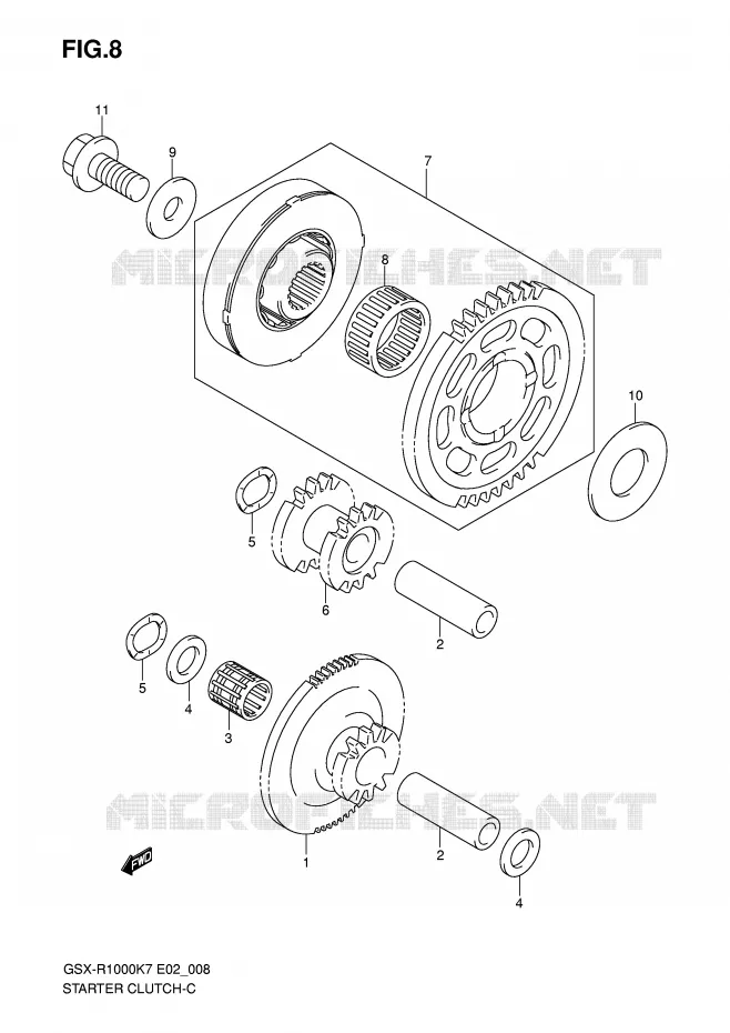 ROUE LIBRE DE DEMARREUR Suzuki MOTO 1000 GSX-R 2007  GSX-R1000U2K7(E2)