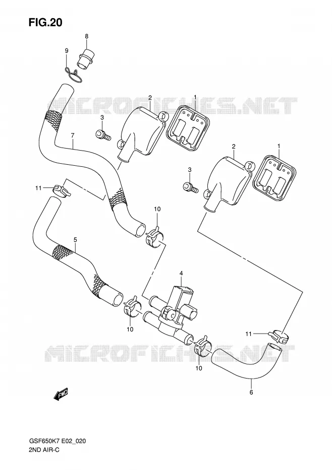 SYSTEME RECYCLAGE GAZ ECHAPPEMENT Suzuki MOTO 650 BANDIT 2008  GSF650SUK8(E2)
