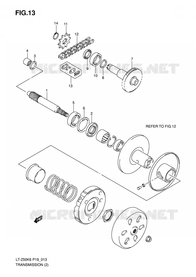 TRANSMISSION (2) Suzuki QUAD 50 QUADSPORT 2013  LT-Z50L0(P19)