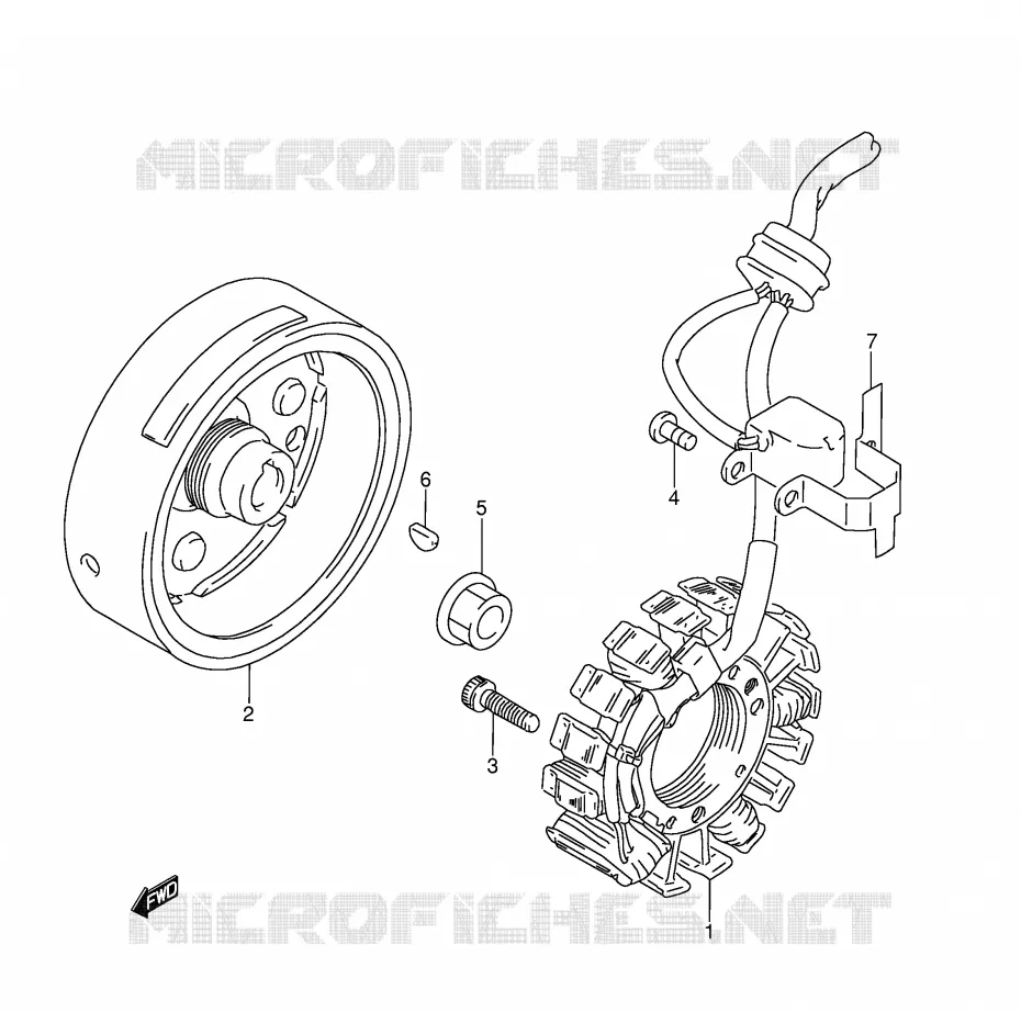 ALLUMAGE ROTOR - STATOR (MODELE L/M/N) Suzuki MOTO 350 DR 1991  DR350M(E3)