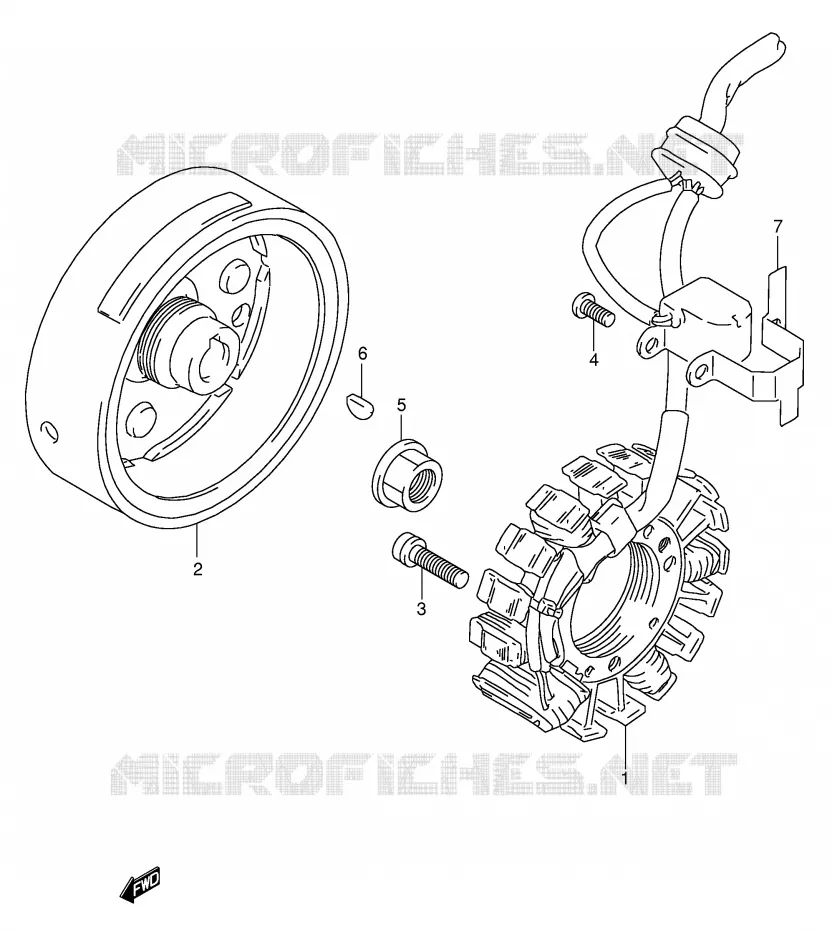 ALLUMAGE ROTOR - STATOR (MODELE L/M/N) Suzuki MOTO 350 DR 1992  DR350N(E1)