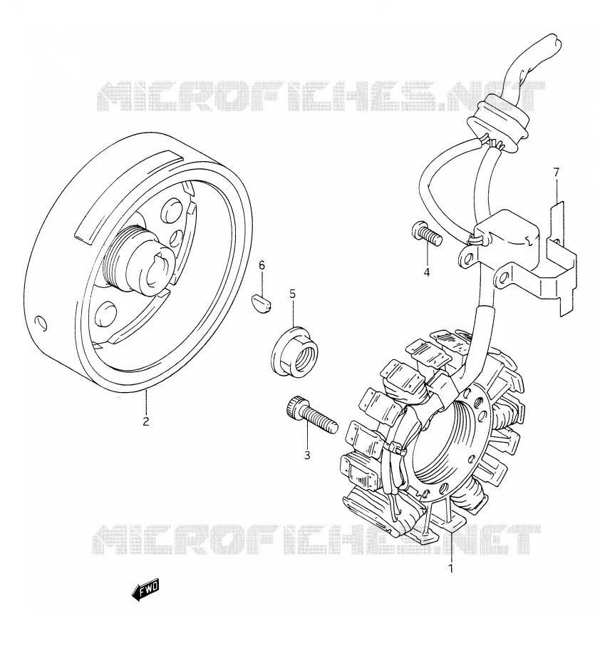 ALLUMAGE ROTOR - STATOR (MODELE L/M/N) Suzuki MOTO 350 DR 1992  DR350N(E28)