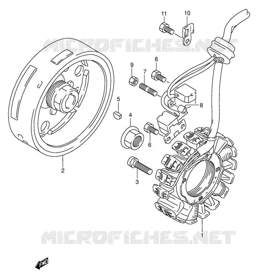 ALLUMAGE ROTOR - STATOR (MODELE P/R/S/T) Suzuki MOTO 350 DR 1991  DR350M(E1)