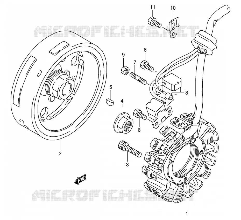 ALLUMAGE ROTOR - STATOR (MODELE W/X,E24) Suzuki MOTO 350 DR 1999  DR350X(E1)