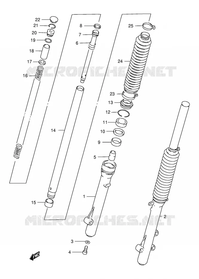 AMORTISSEUR AVANT Suzuki MOTO 200 DR 1996  DR200SET(E24)