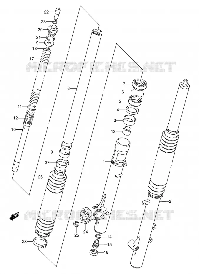 AMORTISSEUR AVANT Suzuki MOTO 250 DR 1992  DR250SN(E24)