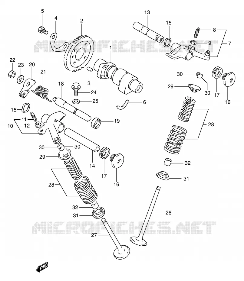 ARBRE A CAMES - SOUPAPES (MODELE L/M/N/P) Suzuki MOTO 350 DR 1990  DR350L(E1)