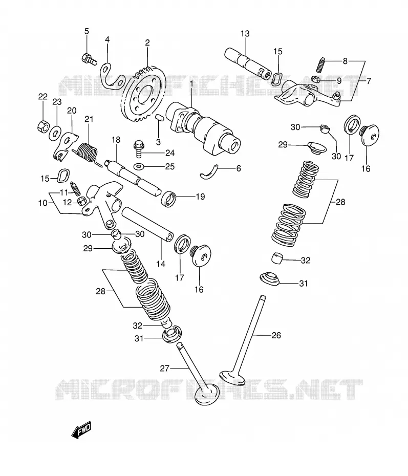 ARBRE A CAMES - SOUPAPES (MODELE L/M/N/P) Suzuki MOTO 350 DR 1993  DR350P(E3)