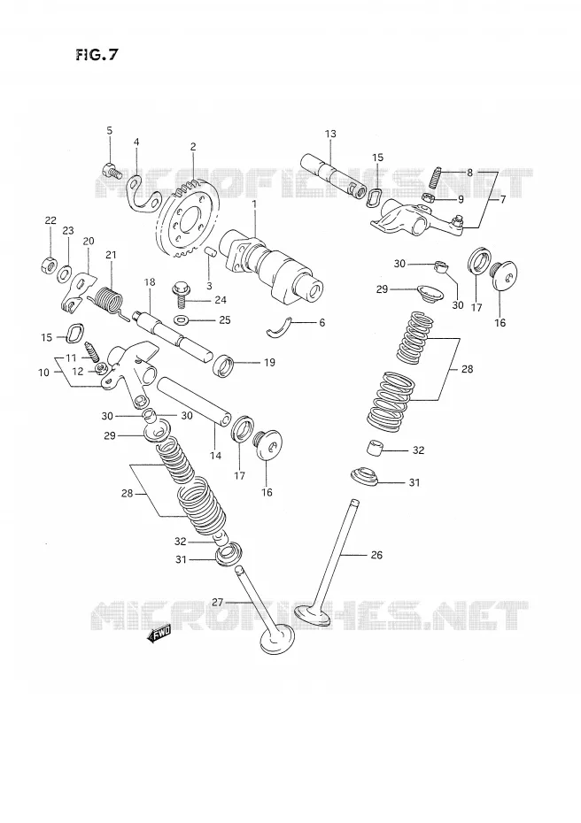 ARBRE A CAMES - SOUPAPES (MODELE L/M/N/P) Suzuki MOTO 350 DR 1994  DR350SR(E2)