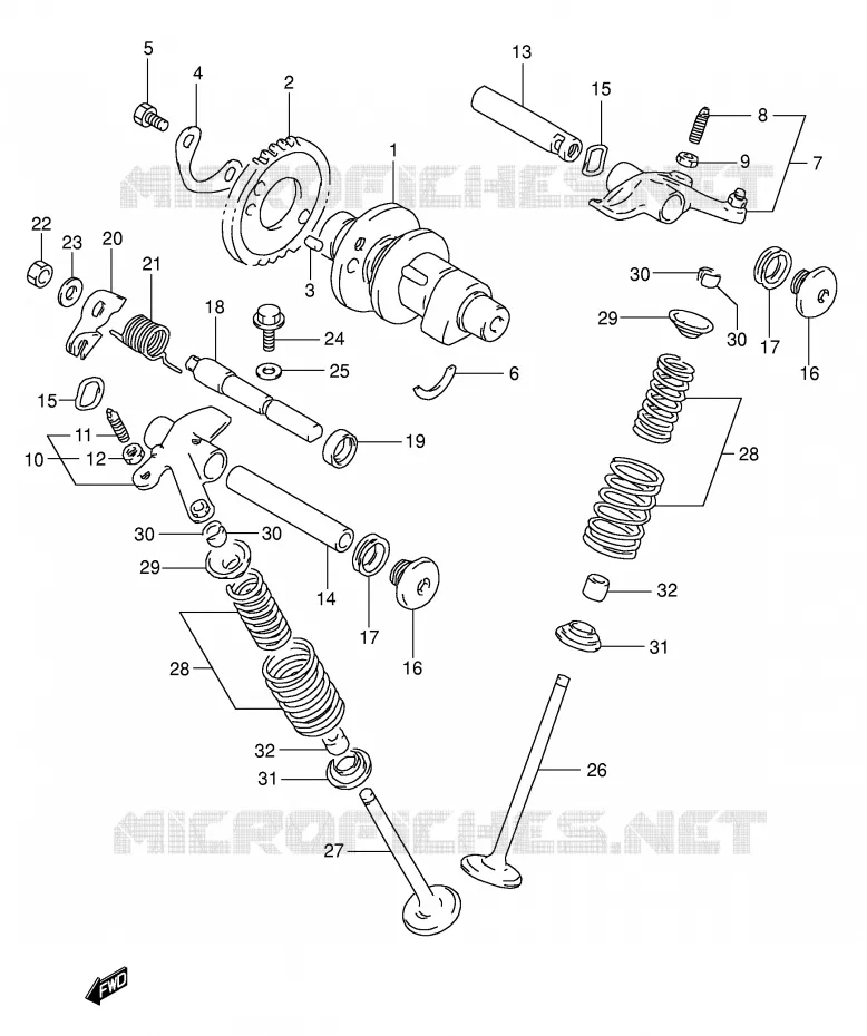 ARBRE A CAMES - SOUPAPES (MODELE R/S/T) Suzuki MOTO 350 DR 1993  DR350P(E1)
